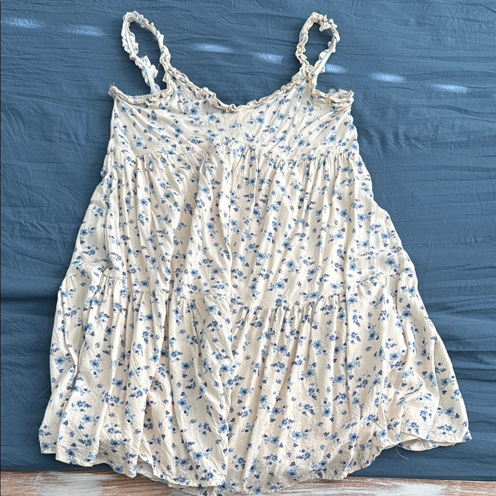 White with Blue flower Sundress